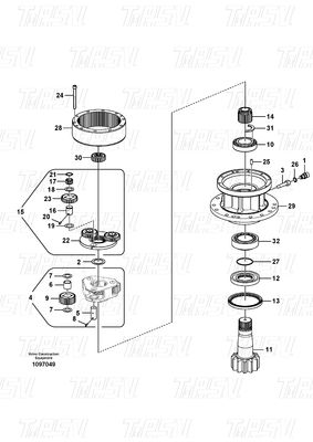EC140B Excavator Planetary Swing Reducer برای کاتالوگ ولوو VOE14507900