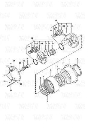 VOE14528733 کاوشگر فولادی رنگی سفارشی کاتالوگ کاهش دهنده نهایی سیاره ای با بولت در نصب EC210B