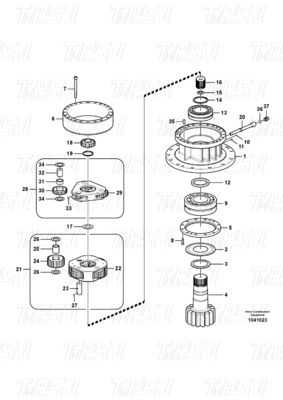 کاتالوگ کاهش دهنده چرخ دنده های سیاره ای فولاد برای تعمیرات ماشین آلات VOE14566202 EC240B
