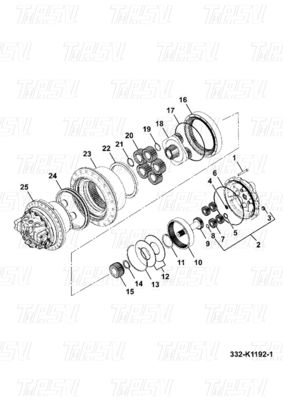 JS200 Excavator فولادی Final Drive Travel Drive موتور کاتالوگ 332/K1192