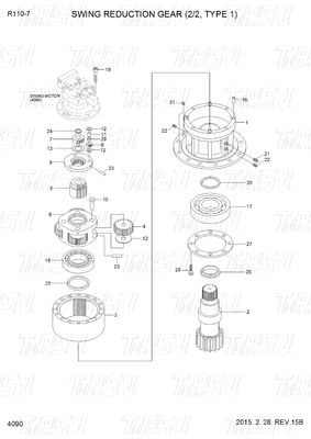 R110-7 سیاه OEM Excavator Swing Motor Drive قطعات کاتالوگ 31N4-10140