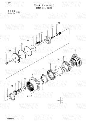 HITACHI EX55UR-3 ZX55UR ZX55UR-HHE کاتالوگ موتور سفر حفاری 0732201