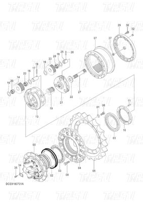 OEM قطعات حفاری Reducer سیاره ای Drive Catalog Systems برای ماشین آلات / انرژی / صنایع معدن 9180731 ZX120