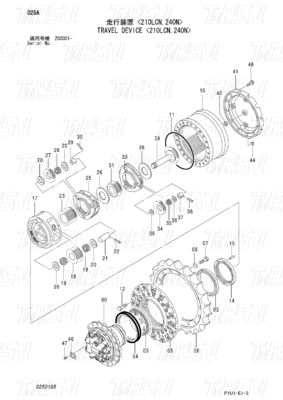 9250188 9269199 رنگ های سفارشی ZX200-3 Excavator Travel Final Drive Catalog موتور درایو
