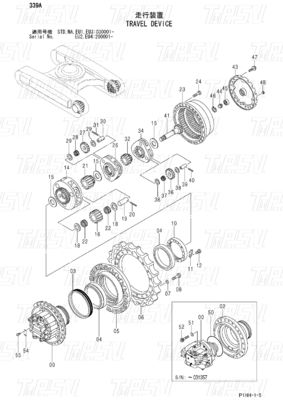 حفاری سیاه ZX330 ZX350 ZX360 ZX370 سفر موتور درایو کاتالوگ هیدرولیک درایو واحد 9190221 9190222 9212584 9232360