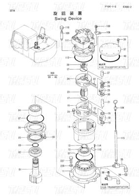 9118328 EX60-3 Excavator Swing Drive Catalog قطعات موتور با کاهش دهنده دنده های سیاره ای
