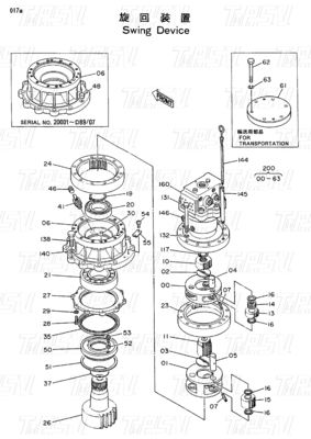 Reducer Planetary EX100 Excavator Swing Drive Catalogue برای مدل های مختلف حفاری 9097684