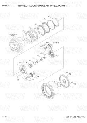 XKAY-01867 R110-7 قابل تنظیم Excavator Travel Drive با Reducer سیاره ای و بولت در سیستم