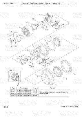 31Q6-40020 31Q6-40021 31Q6-40022 انرژی معدن R220-9 Excavator Travel Drive موتور کاتالوگ