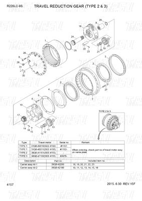 39Q6-42100 39Q6-42101 R220-9 Excavator Travel Drive Catalog Reduction Final برای تعمیرات ماشین آلات