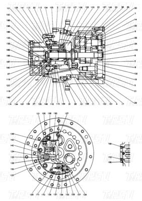 بولت-آن 2441U829F1 SK120-3 Excavator Travel Drive Catalog Motor سازگار با مارک ها و مدل های مختلف حفاری