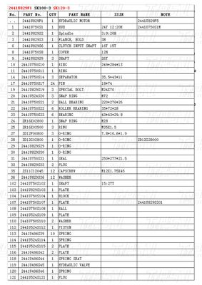 بولت-آن 2441U829F1 SK120-3 Excavator Travel Drive Catalog Motor سازگار با مارک ها و مدل های مختلف حفاری