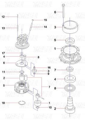 60042755 SY365C Excavator Swing Drive Catalog موتور بولت روی نصب