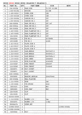 K1003134 DX300 Excavator Travel Drive Catalog Bolt On Steel Assemblies با کاهش دهنده های سیاره ای