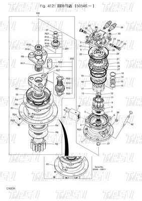 DX80R Excavator Swing Travel Drive کاتالوگ رنگ های سفارشی
