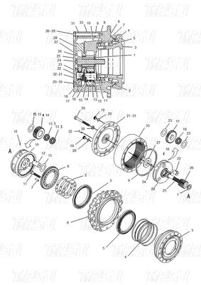 فولاد اقتصادی 114-1484 E320B Excavator Travel Drive Catalog موتور درایو برای انرژی / معدن