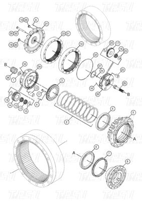 فولاد OEM 227-6949 296-6299 353-0611 523-0574 353-0615 E320D Excavator Travel Drive Catalog Gearbox Assembly