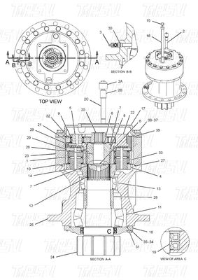 سیاه 191-2693 E325C Excavator Swing Drives کاتالوگ بولت در موجوده هیدرولیک سوئیگ درایو